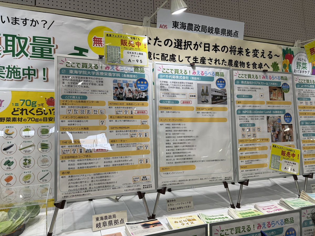 letasu4's tweet photo. 東海学院大学医療栄養学科の学生さん達、岐阜県農業フェスティバル2日目！東海農政局様ブースでも学生達の環境負荷提言の取り組みをご紹介いただいてます！是非お越しください！
#東海学院大学 #東海学院大学医療栄養学科 #岐阜県農業フェス #東海農政局 https://t.co/Y21BxJrpiG