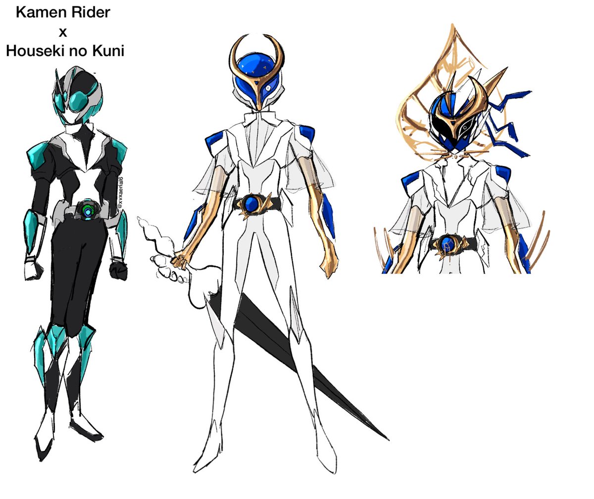 xvxaerial's tweet photo. Decided to do design things for Phos in Kamen Rider x Houseki no Kuni

#kamenrider 
#宝石の国 https://t.co/UledyflxNE