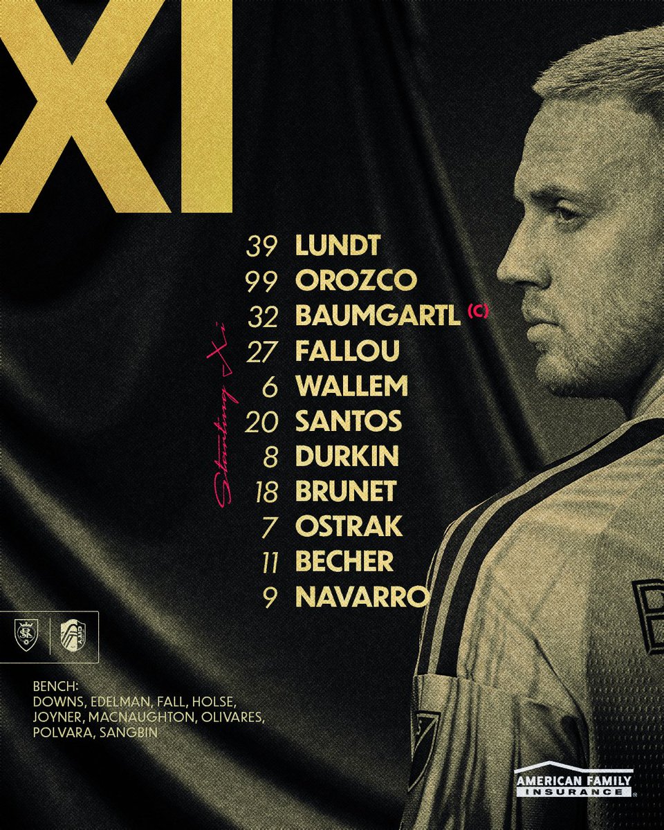stlCITYsc's tweet photo. Our Starting XI to face Salt Lake 🗞️

#AllForCITY x @amfam https://t.co/quHXxO8WoC