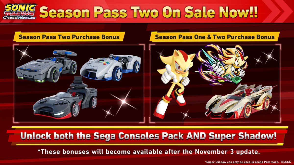 mylesworthy08's tweet photo. I forgot to mention all day that we're ten days away for year two in #SonicRacingCrossWorlds! Has anyone bought the season two pass yet? I still haven't (trying to get more money before November 3, but I failed). https://t.co/rDrvrRlcWG