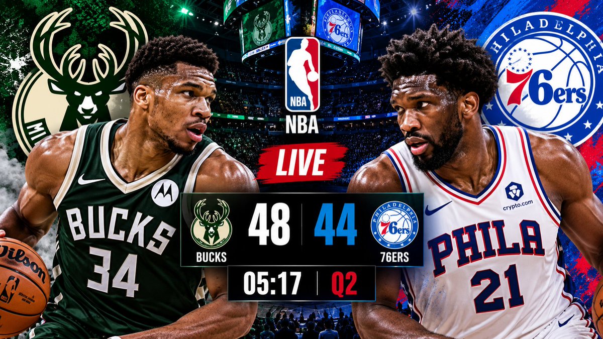 A2zBall's tweet photo. Bucks are holding the lead, but Philly isn't backing down! 👀🏀

48–44 with 5:17 left in Q2. Who takes control before halftime? 🔥 https://t.co/jPtNi1droY