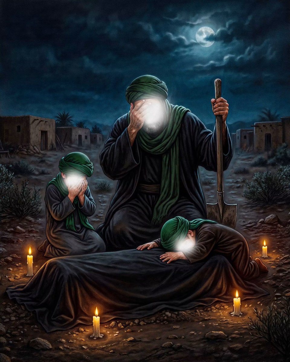 HamadaHmHm2's tweet photo. في عتمة الليل، وتحت ضياء القمر، يخيّم الحزن على بيت النبوّة، أمير المؤمنين الإمام عليّ (عليه السلام) عند قبر السيدة الزهراء (عليها السلام)، رفيقة در��ه وسكن روحه، وإلى جانبه الإمامين الحسن والحسين (عليهما السلام)، يودعان أمّهما
#الامام_علي 
#فاطمة_الزهراء 
#العتبة_الحسينية_المقدسة https://t.co/U7hQkt6blU