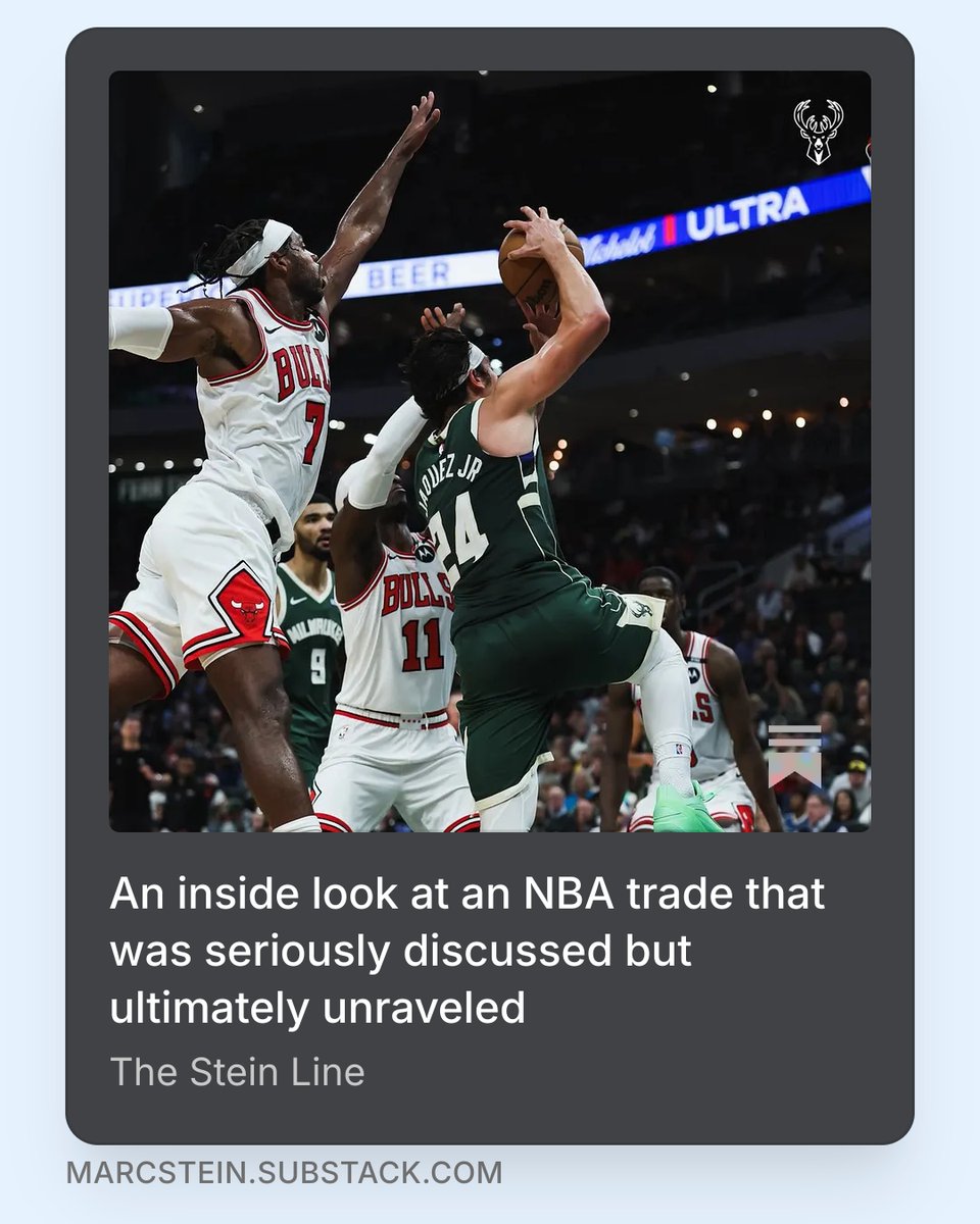 TheSteinLine's tweet photo. The @JakeLFischer Latest takes you inside some recent trade discussions on a deal you haven't heard about and which ultimately collapsed earlier this week ... and what those talks and the outcome tell us about the NBA's spending landscape.

LIVE NOW: https://t.co/KtrXAS4x5s https://t.co/VudWUbsm96