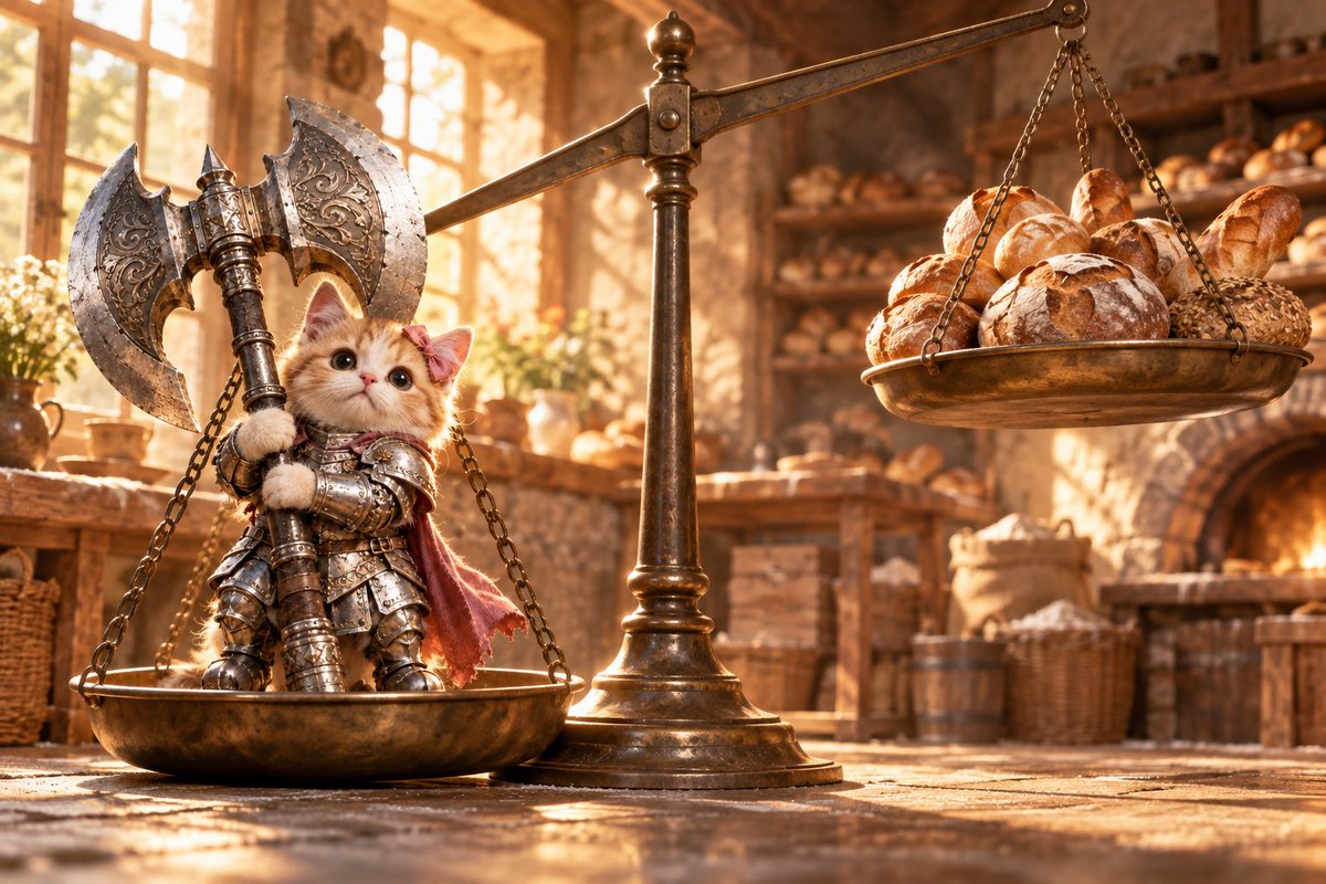 SirCattleaxe's tweet photo. The baker said to balance his diet. 

$CATTLEAXE hopes this means more bread

CA: H7VZNCBynDK5ikBS9krDJ2Tx8CUr1wxedV19ZgkWpump https://t.co/bJf4A4w0Gf