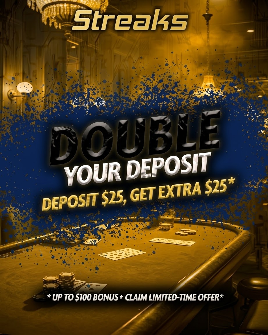 Streaks_HQ's tweet photo. 💰🔥DOUBLE YOUR DEPOSIT WITH STREAKS🔥💰

Deposit $25? Get an additional $25 added to your account‼️

Get a Dollar-for-Dollar match up to $100 BONUS!

Limited-time Offer, tap in and Start your Streak TODAY💯 https://t.co/LqeH7kdtbA