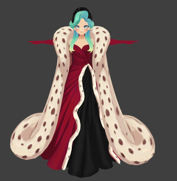 Lumarisson's tweet photo. Ma tenue pour le bal des vilains avec @MevolieWhite ! Du dessin a la 3d au rendu vchat ! https://t.co/2zIpsudqwG
