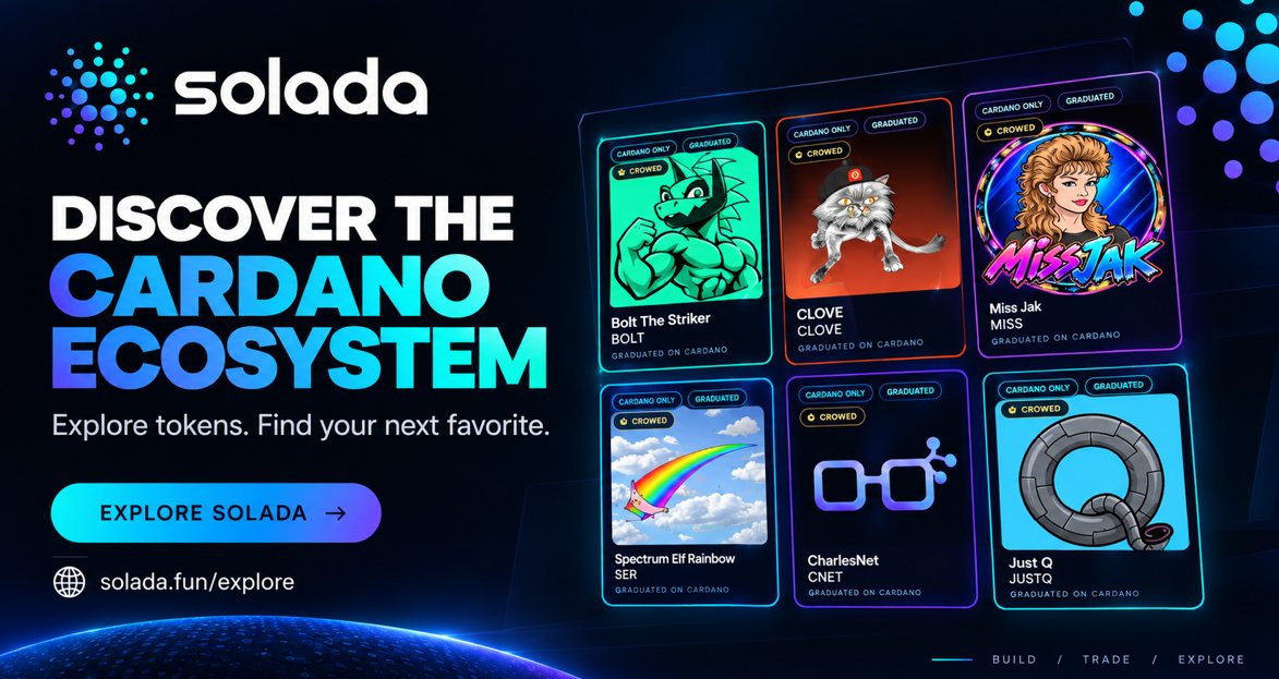 sharepaws's tweet photo. 👀 Your next favorite Cardano token might be waiting for you.

💎 Discover new projects, explore the ecosystem, and find your next gem on $SOLADA!

🚀 Hold projects and earn $ADA and other tokens as rewards.

Explore now 👇
https://t.co/jMKQiXM6qK https://t.co/pDEWCf7cfO