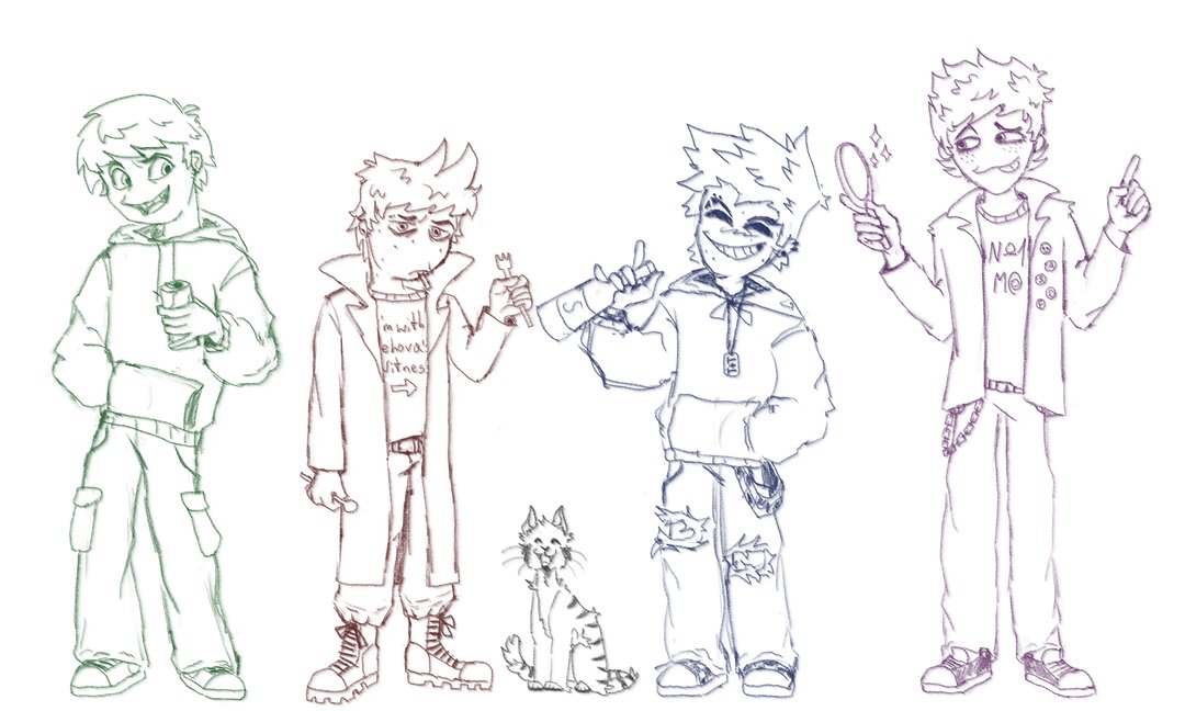 Dibwhy's tweet photo. Eddsworld: Goulden/Classic 2004 era!
(Ringo has always been there,,, trust).
I also hc that Tord and Tom had matching eyebrow slits as teens
.
#eddsworld #eddsworldclassic  #eddsworldfanart #eddsworldedd #eddsworldmatt #eddsworldtord #eddsworldtom #tomtord #tordtom https://t.co/xuiqCmQnec