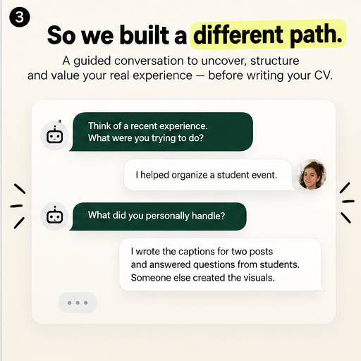 tboutron42's tweet photo. A CV template asks: "What are your skills?"

I’m building Tafio to ask: "What did you actually do?"

Then help turn the answer into a profile you can reuse for each application

Illustrative concept below

#parisdevdayhack @borvibe @openaidevs https://t.co/J6R6jI0LIU