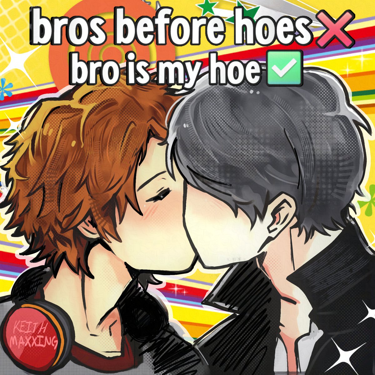 Keithmaxxing's tweet photo. Souyo kissing 🧡🩶 
Reminder to kiss ur homies guys https://t.co/MaP4szE8yw