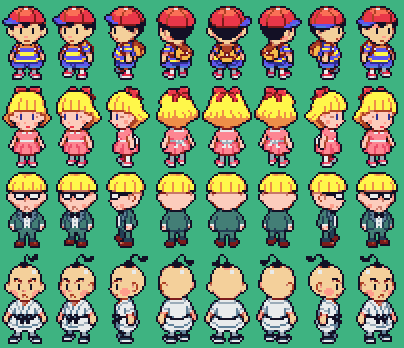 McMaxxis's tweet photo. So after ten crazy years, we're now back to our semi-regular posting for Maxxis solo ventures. Bringing back this ol EB graphics remake. I have sprites, illustrations from 2015 onward that never been posted so prepare to have your timeline MAXXED out #pixelart #ドット絵 https://t.co/bGyS9bWBU1