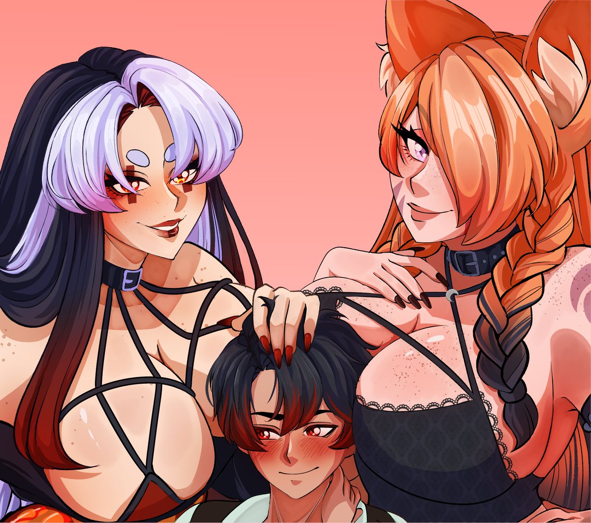 RensamaVT's tweet photo. My oh my... what a spot for this bartender to be stuck in! Not complaining at all though~
Just admiring these two lovely Canadian hotties @OrcaAlt &amp; @Maple_Chicken . What amazing Oshis they are~

🎨-> @Pastel_akuma https://t.co/60bJA7xKCa
