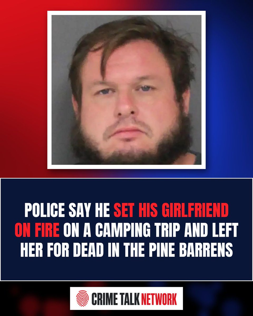 CrimeTalkNet's tweet photo. Police say Justin D. Martin, 36, set his girlfriend on fire on a camping trip in the Pine Barrens and left her for dead. She survived. He's charged with attempted murder.

#CrimeTalk #TrueCrime #NewJersey https://t.co/9I3qcCbGUB