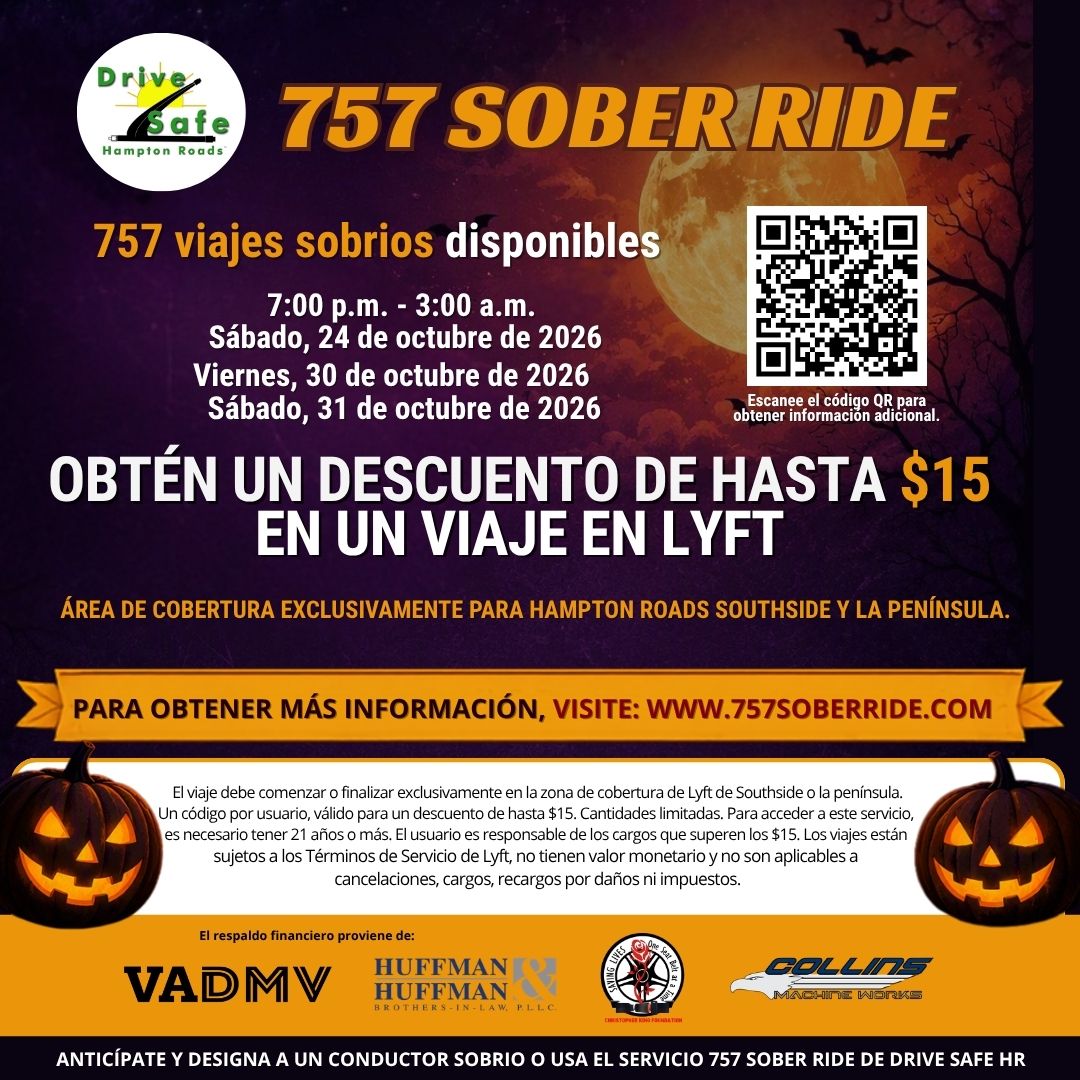 DriveSafeHR's tweet photo. Halloween has become a time filled with parties. Don't ruin a good time with a DUI.
#PlanAhead with a sober designated driver, public transportation taxi or rideshare. 757 Sober Ride is available tonight starting at 7:00 PM.  #DriveSober #757SoberRide https://t.co/O3hNrHs1rf https://t.co/3rc5N1IgQZ