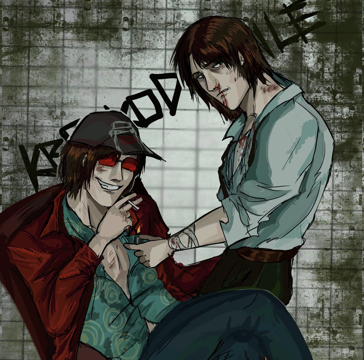 krokodilemniac's tweet photo. Evan and HABIT as The Narrator and Tyler Durden, from Fight club 👀👀 
#fightclub
#evanmyers
#everymanhybrid #HABIT https://t.co/tp9jh7vlSy