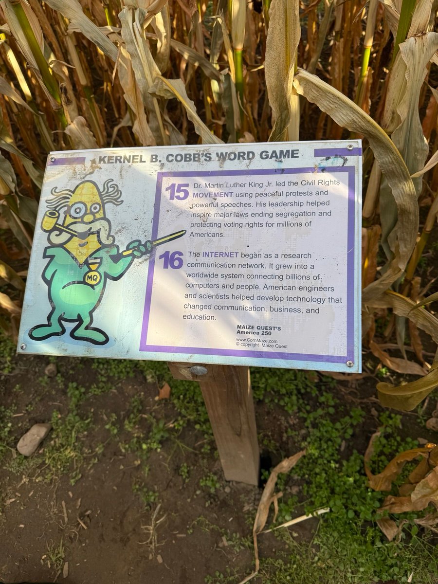 JoeBeOne's tweet photo. Of all the historical clues to stumble across in a Connecticut corn maze, naturally I found the one about the Internet. https://t.co/13iXZs6hpB