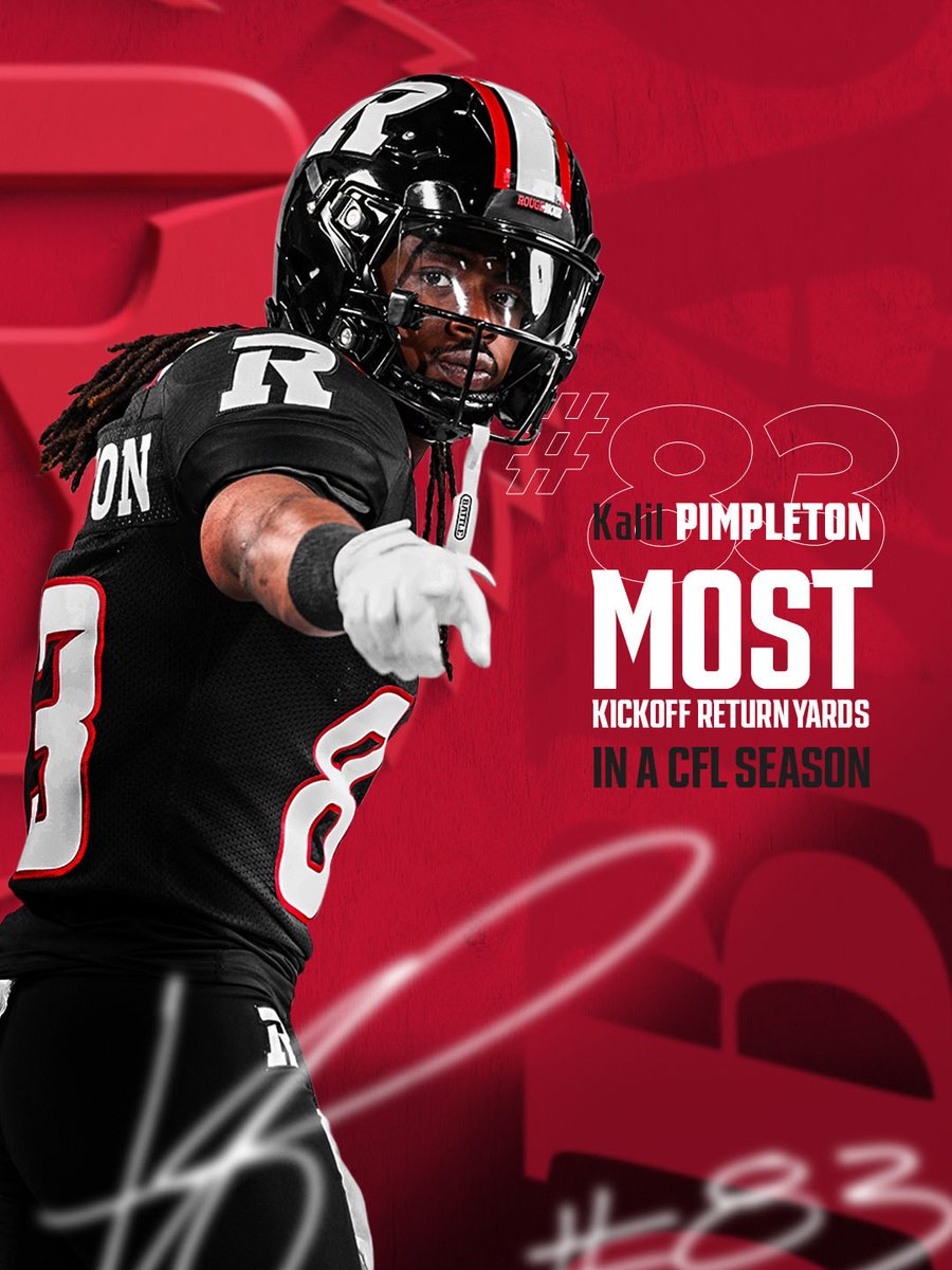 REDBLACKS's tweet photo. KP IS A P I M P 

🇺🇸 WR #83 Kalil Pimpleton has broken a CFL record from 2008 with more than 1,805 kickoff return yards in a single season. https://t.co/hxkIgEwcZY