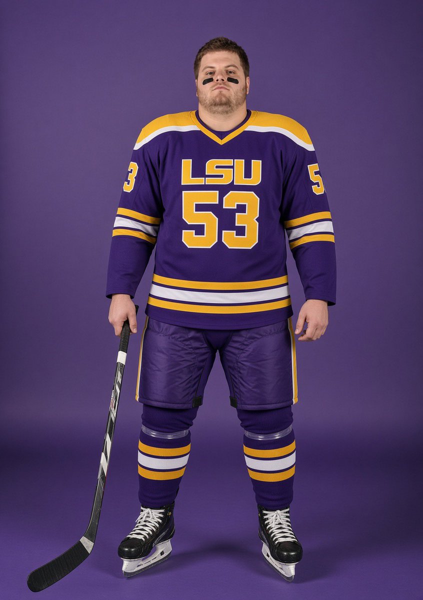 TBotHebert's tweet photo. @lsuclubhockey @ValDeLau1 Do y’all puck with ex-football players? Sign me up https://t.co/Yvc9rHgptD