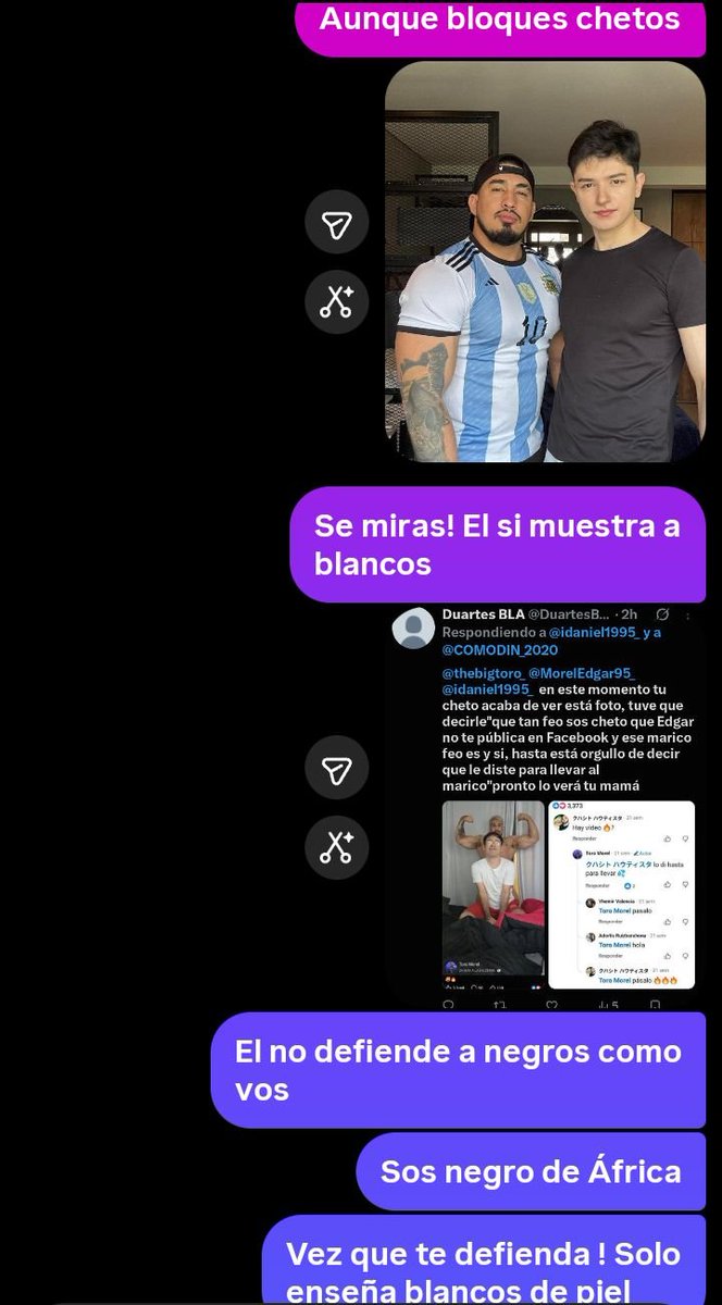 DuartesBLA's tweet photo. @thebigtoro_ @idaniel1995_ @MorelEdgar95_ @thebigtoro_  abrir la imagen! Decirle al cheto que aunque me bloque de instagram siempre podré hacer miles de cuentas para hacerle ver! Que vos no defiendes a negros como el mexicano! Solo muestras a blancos ! Ya lo vio ahora el cheto https://t.co/7jfXPUVCP6