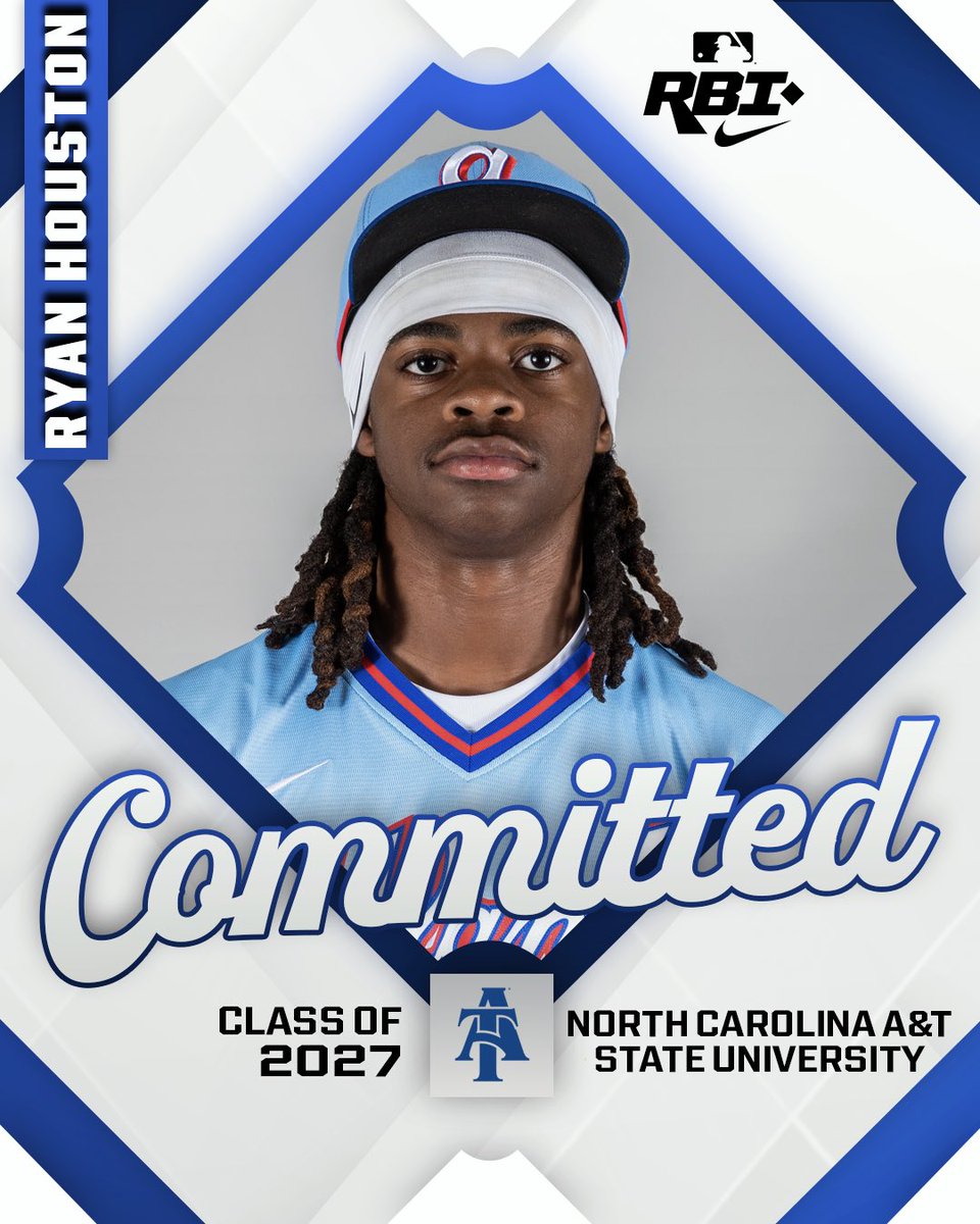 MLBRBI's tweet photo. Congratulations to Atlanta Braves NIKE RBI Athlete Ryan Houston on his commitment to @NCAT_Baseball! 🙌🏾 https://t.co/rRgqyCER5B