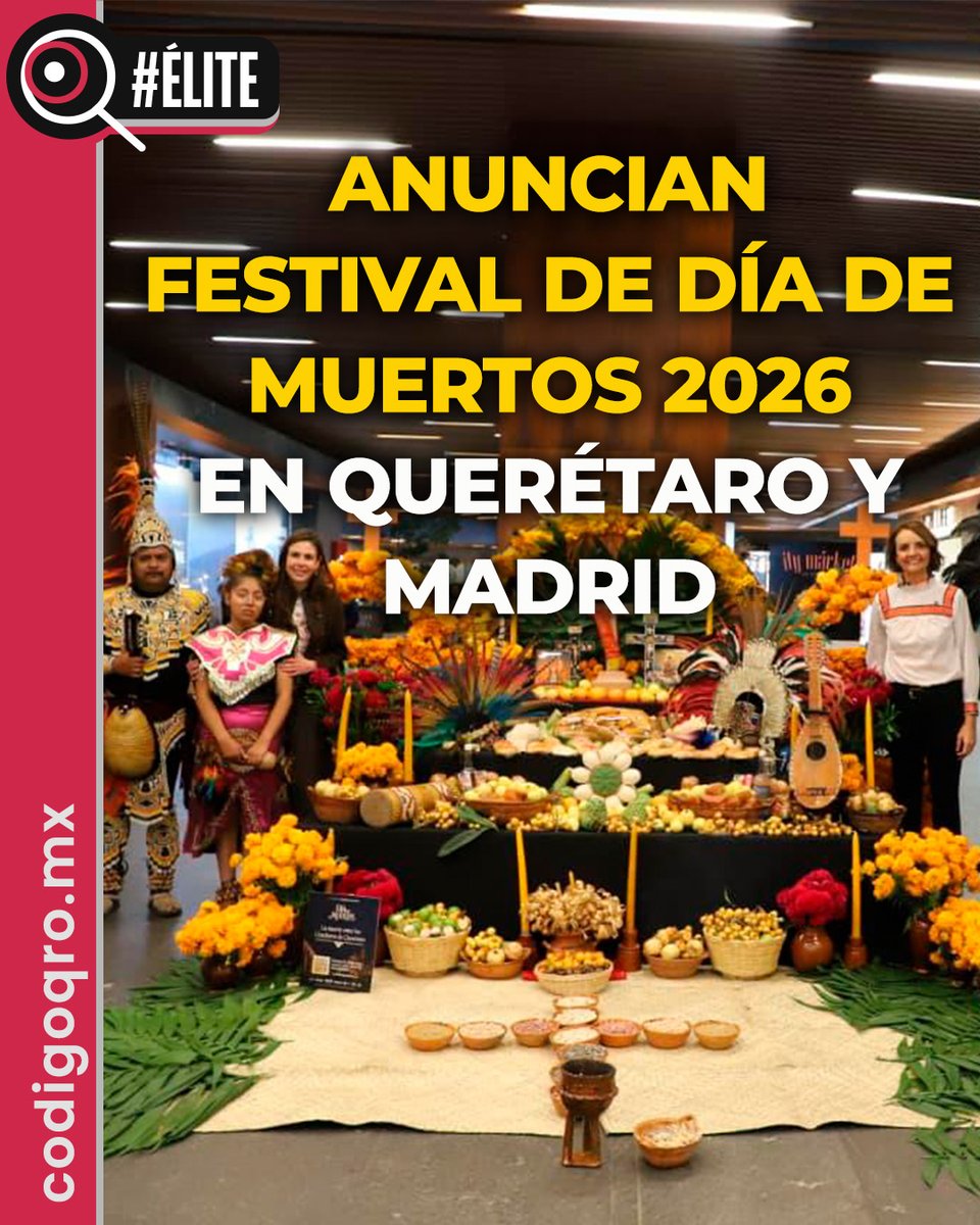 CodigoQro's tweet photo. ¡QUERÉTARO LLEVARÁ LA MAGIA DEL DÍA DE MUERTOS A LA CAPITAL ESPAÑOLA!

🇲🇽💀 #ELITE El estado de Querétaro participará en el Festival ÁNIMA, Festival Internacional del Día de Muertos en la ciudad de Madrid, capital de España, del 29 de octubre al 6 de noviembre #OrgulloQueretano #DíaDeMuertos #Querétaro #Madrid #España #Noticias #CódigoQro 🌺🇪🇸

https://t.co/woURtennqx