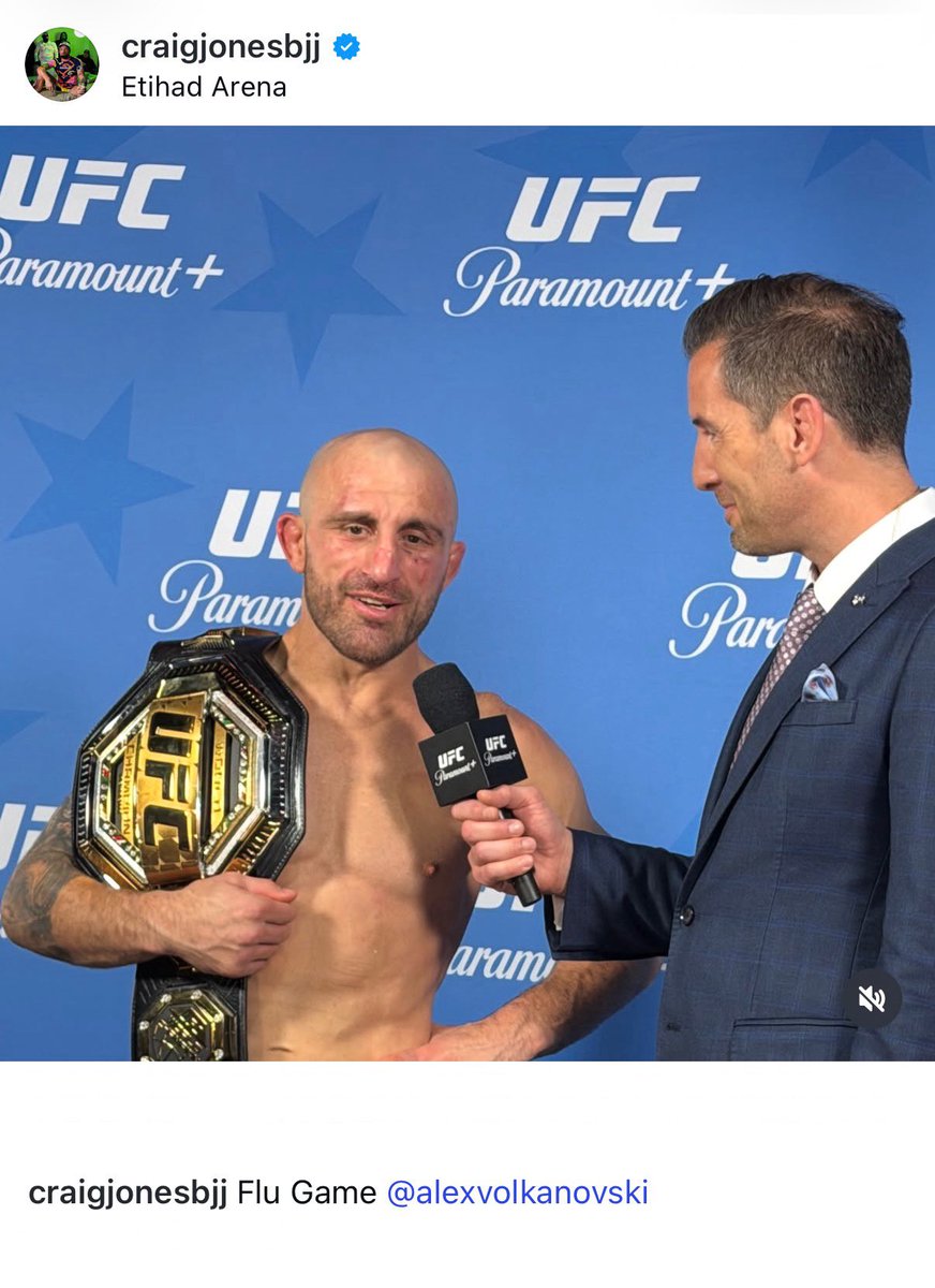 mma_orbit's tweet photo. 🚨| Craig Jones confirms on Instagram that Alexander Volkanovski was battling the flu this week at #UFC333. 🤒

Volkanovski still went on to defend his belt with a second-round stoppage over Movsar Evloev. 👑👏 https://t.co/ZBfUpY10t7