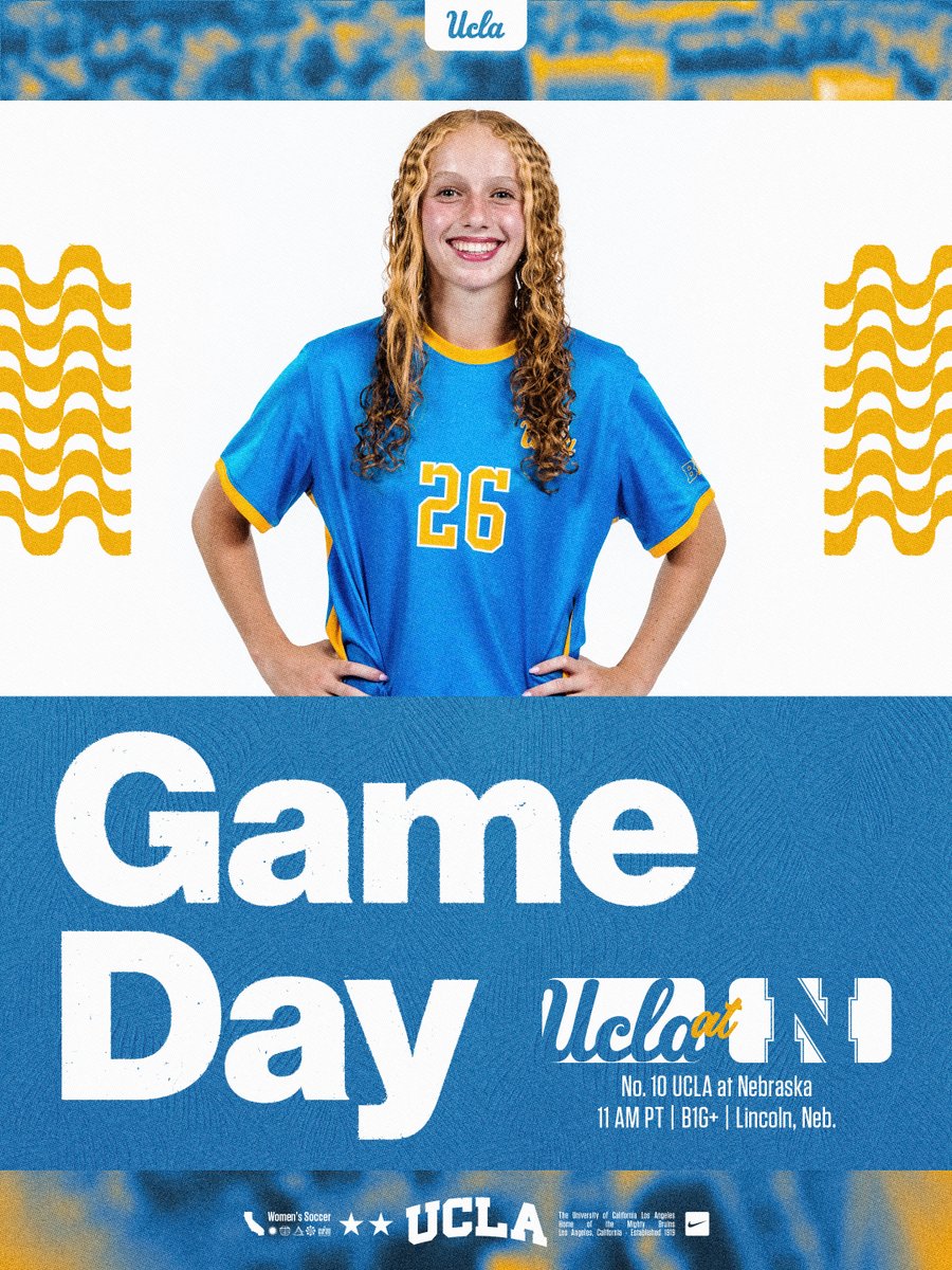 UCLAWSoccer's tweet photo. Wrapping up the weekend with #Gameday in Lincoln!

🆚: Nebraska
📍: Lincoln, Neb.
⏰: 11am PT 
📺: @BigTenPlus
📊: https://t.co/YvekcF2tor
#GoBruins https://t.co/2VcVKdC3xO