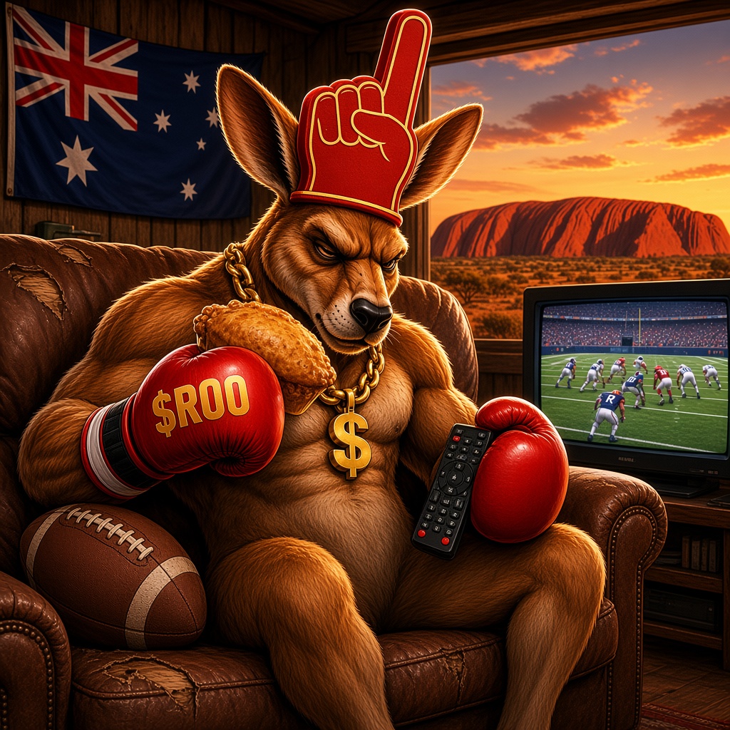 RugRooSOL's tweet photo. Roo's watching his first NFL Sunday. 🦘🏈

"Why do they stop every 4 seconds? Why the helmets? Why is it called football if nobody kicks it?"

Americans: explain football to a kangaroo in one sentence 👇

$ROO #Solana https://t.co/VzxDhOp7aj