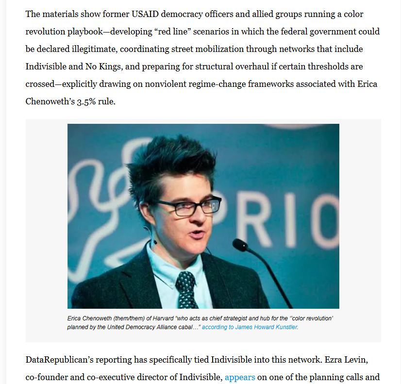 KristiTalmadge's tweet photo. 🔴 CONNECTICUT: Secretary of the State Stephanie Thomas is receiving guidance from far-left and red-green alliance activist groups.

"This is part of the color revolution infrastructure detailed in recent reporting and document releases by DataRepublican."

This is extremely concerning and worth a read by someone in your office handling the CT cases @AAGDhillon especially since we know Senator Chris Murphy helps to fund these groups, like Indivisible @FBIDirectorKash @SecMullinDHS @SecWar