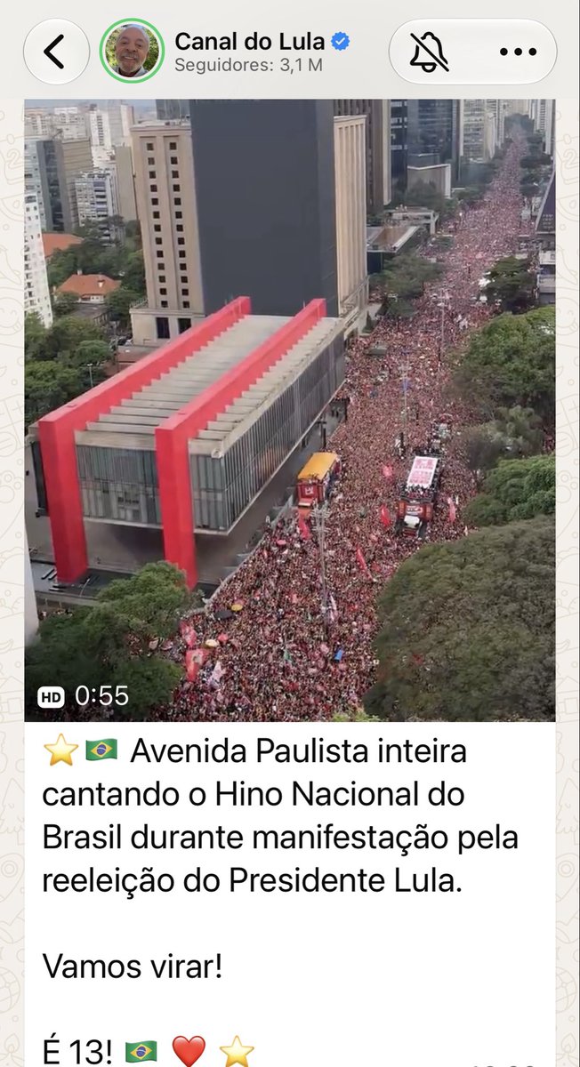 MariLSCBrasil's tweet photo. Que lindo, SP!🤩

AMANHÃ É LULA 13 🙌❤️ https://t.co/3oXuCZZiYv
