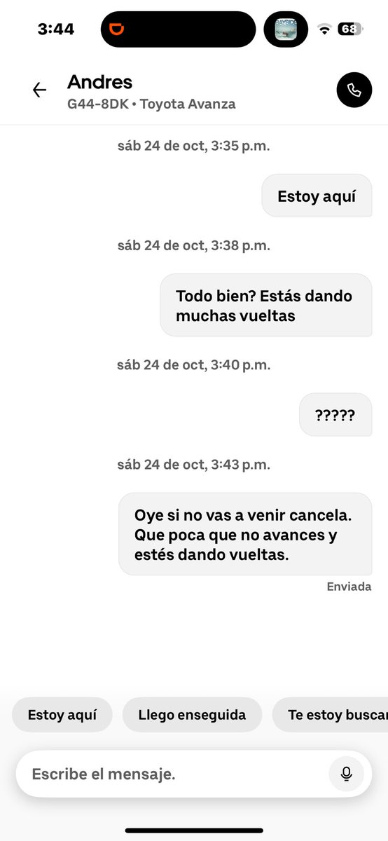 sam_peluche's tweet photo. A los pasajeros si nos sancionan por tardarnos no?

@Uber_MEX como reportó a este conductor que lleva más de 30 minutos dando vueltas y quedándose detenido??? también deberías sancionarlos. https://t.co/w2j2XMHK9Q