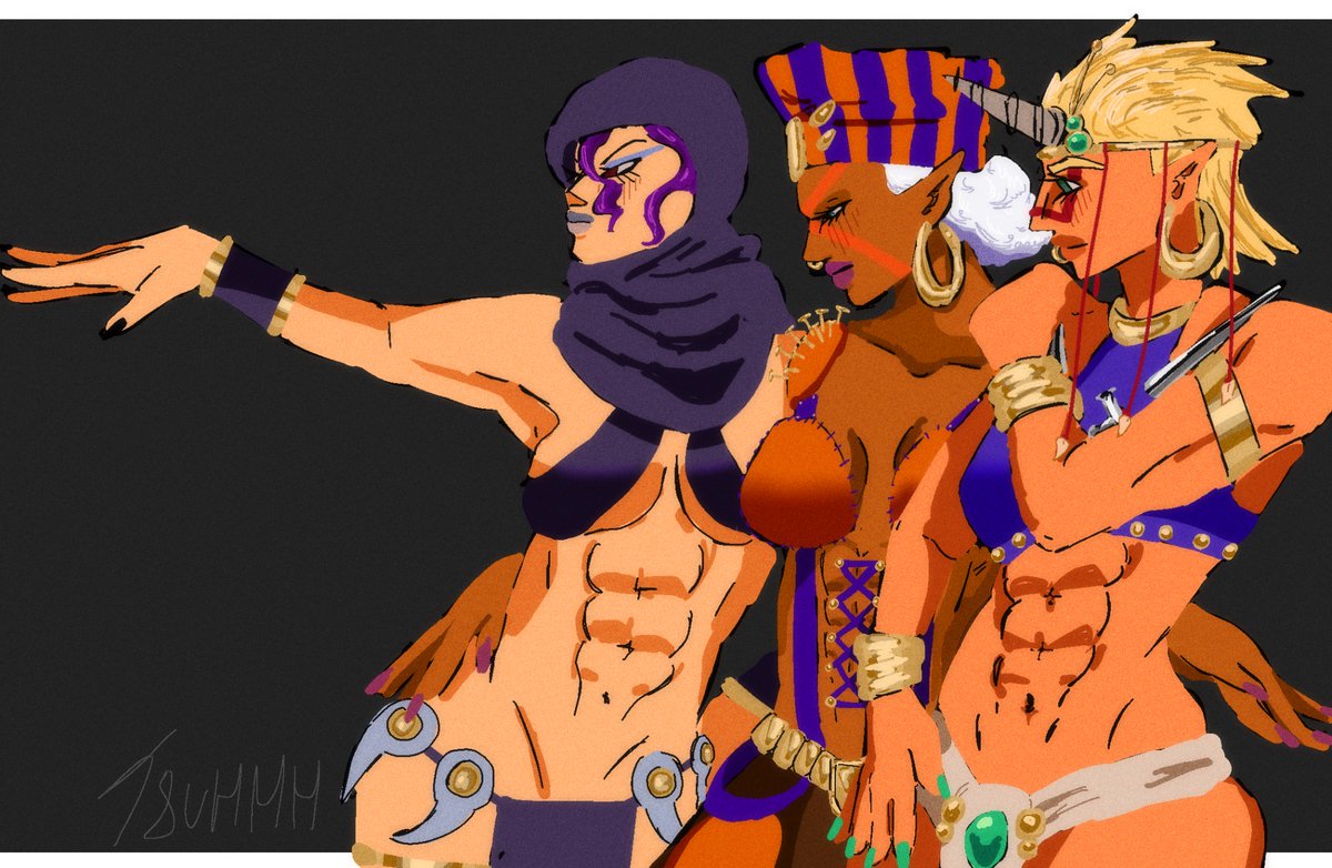 T8UHHH's tweet photo. pillarladies for fun. 🩷 hi. wamuu bias if not obvious 
#jjba https://t.co/TkNyE2ol7x