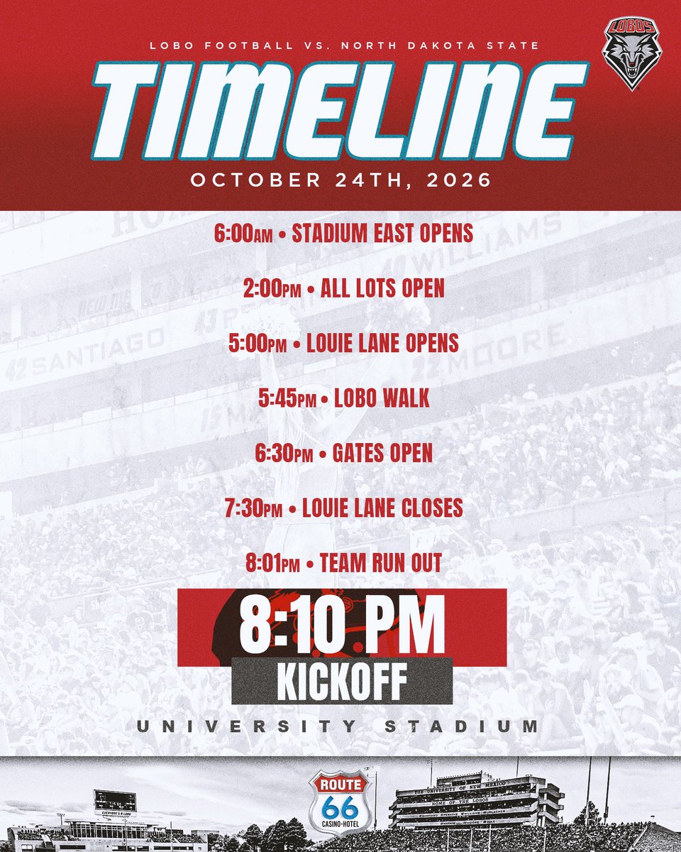 UNMLOBOS's tweet photo. Your gameday info for tonight’s matchup with the Bison!

🎟️: https://t.co/xAVUdBxwB8
ℹ️: https://t.co/IfVXrKFv57 https://t.co/4v8UxNnxEm