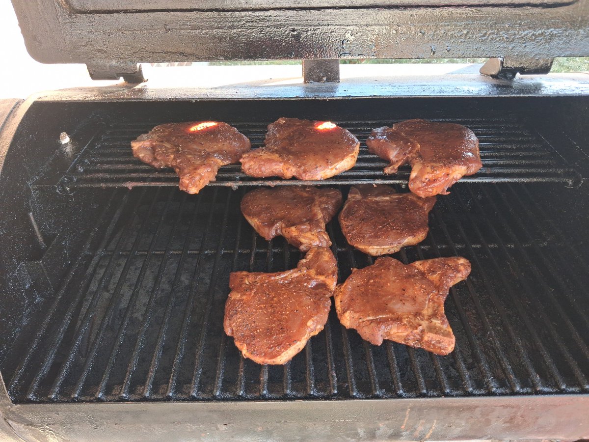 smallbatchsteve's tweet photo. @StewsSauce Thanks man! I should have gotten two family packs of the pork chops. Next time!

Did some hand cut fries as well. Blanched, seasoned and in the oven. We cookin'!

That top shelf is my favorite place to cook on this thing. 🔥✊️ https://t.co/gfcemGEF4o