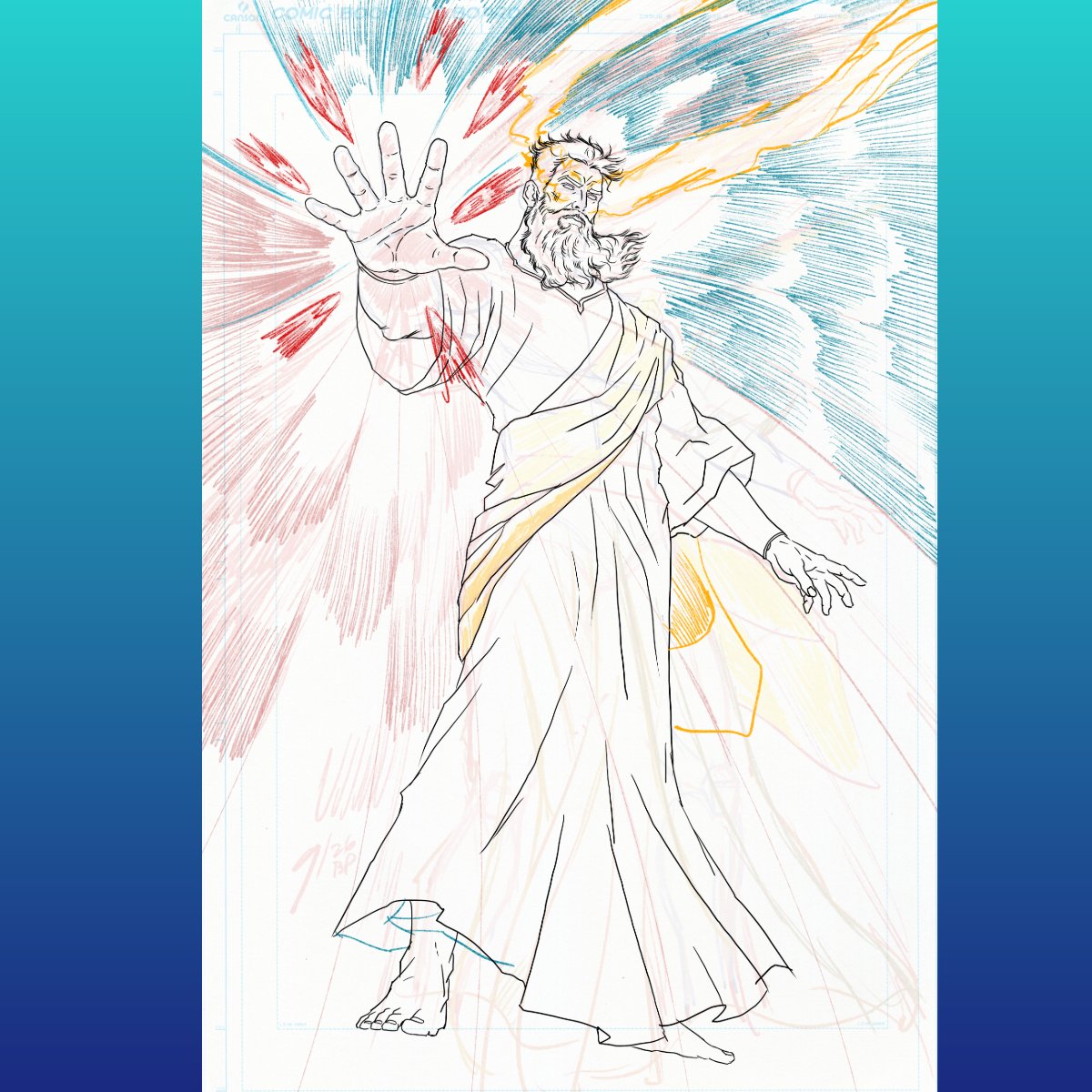 theman_fayth's tweet photo. Ἀποκάλυψις Ἰησοῦ Χριστοῦ (The Revelation... of Jesus Christ) More process work for the image that literally reveals Christ on the first pages of Revelation #1. Want to see the finished version already? Link on the Bio! https://t.co/FXgjUYCae8
