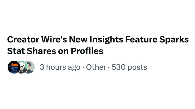 creator_wire's tweet photo. gm

what a incredible 48 hours

we've gotten 1,000+ posts about our ''insights launch''

we're trying to read all the posts to get all the feedback from you for us to improve the product and how we structure our deals for the future

time to lock in! https://t.co/lMspMOCONK