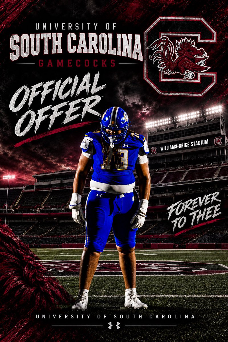 Atreyu_63's tweet photo. Blessed to receive an offer from the University of South Carolina! 🐓❤️🖤 All glory to God. This is only the beginning! #Blessed https://t.co/zfMKjg7j72