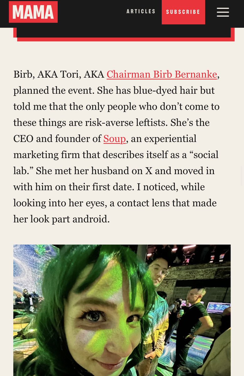 itsmarkmoran's tweet photo. Read this dystopian article…

Clicked on the link for this bird woman and was very happy to be somehow blocked by this freak

Wild ride reading all that https://t.co/ygh24gABBR