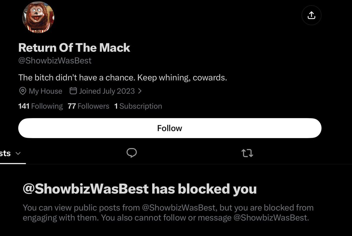 garethma2007's tweet photo. @ShowbizWasBest @AHSTROL First I’ve been blocked on this app, feels kinda nice https://t.co/S7UiOLR38B