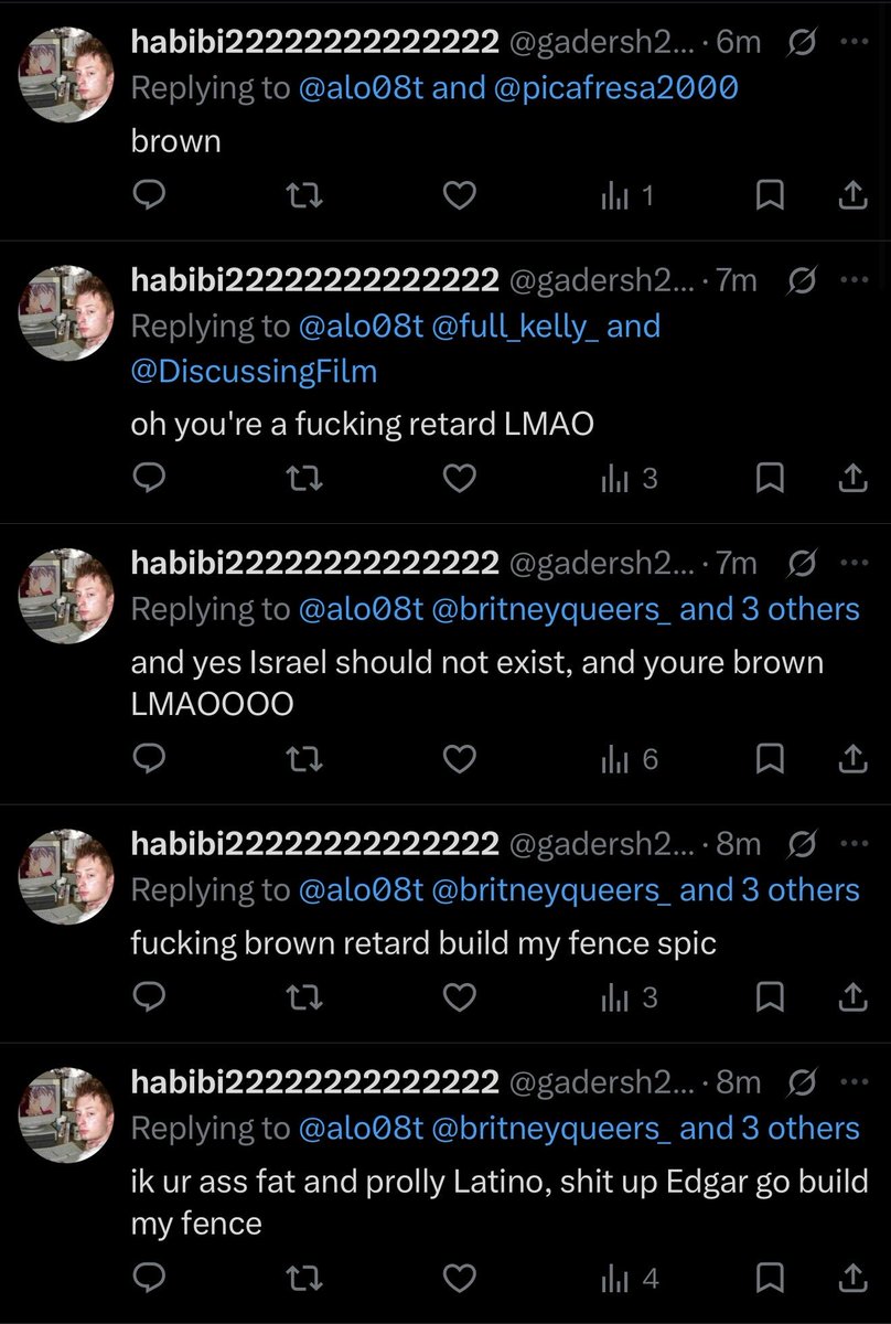 alo08t's tweet photo. @britneyqueers_ @Diabel_____ @MrE_MMA @hcpesey This has to be you’re alt account 😭 Dumb white fat ugly bitch you’re a fan https://t.co/D3xnb1HeLn
