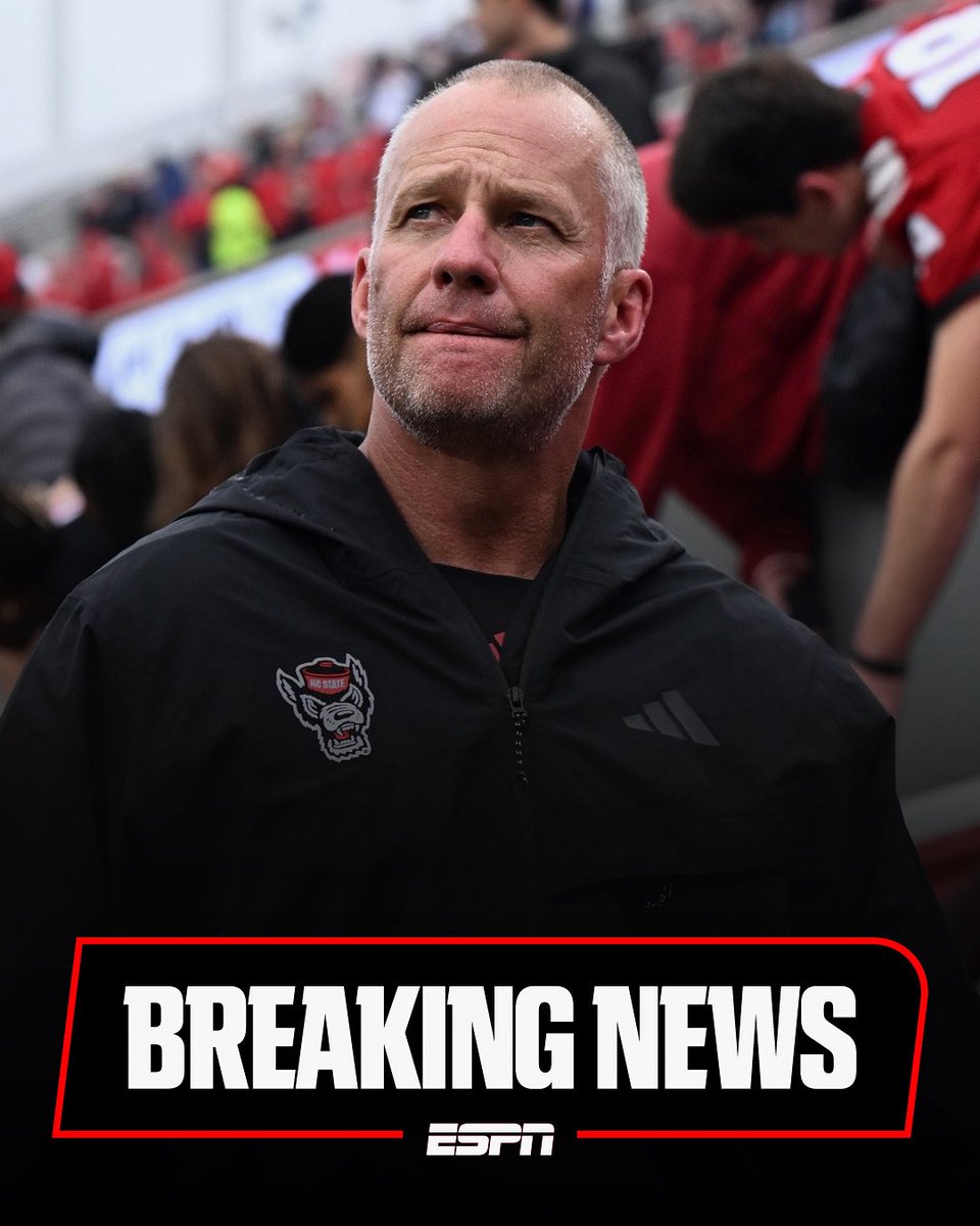 PeteThamel's tweet photo. NEWS: NC State has fired coach Dave Doeren. The firing comes in the wake of a loss at Stanford on Friday night. He went 98-74 over his 14 seasons there. NC State is 3-4 and 1-3 in ACC after the Stanford loss. https://t.co/8K4Ej1qXgZ