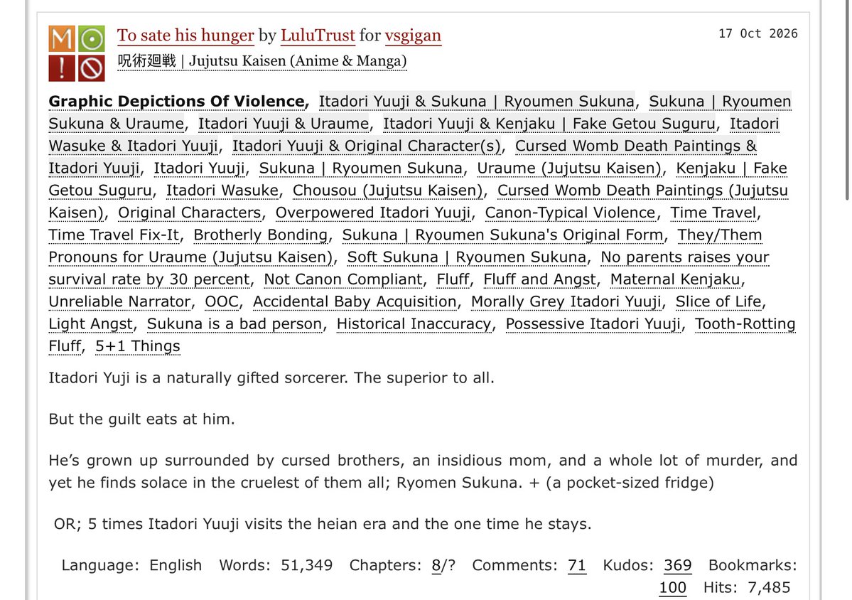 Sasaqzwup's tweet photo. Yall should like… totally read my fic 👀 Just sukuna taking in kids and projecting his mommy issues onto them… He doesnt even do any parenting be warned. Slice of life x100000
#jjk #unckuna #dadkuna #softkuna #ao3fanfic #uraume https://t.co/5jTphH8usI