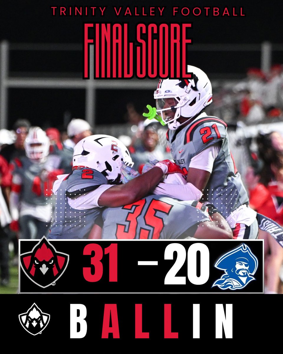 TVCCsports's tweet photo. CONFERENCE CHAMPIONS🚨 

The Cardinals Defeat Blinn 31-20 to finish the season 7-0 in the Conference and getting their SECOND Conference Championship in the last four years!

LET’S GO CARDINALS!😈 https://t.co/R7khvVbMro