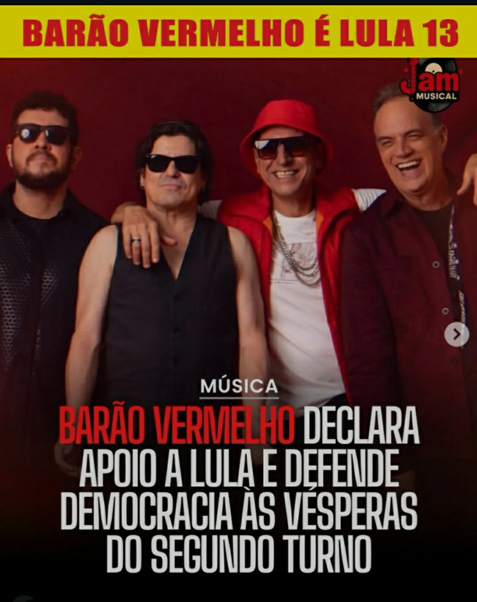 fabridosreis's tweet photo. BARÃO VERMELHO TAMBÉM ESTÁ COM LULA. https://t.co/QukfLTafX8