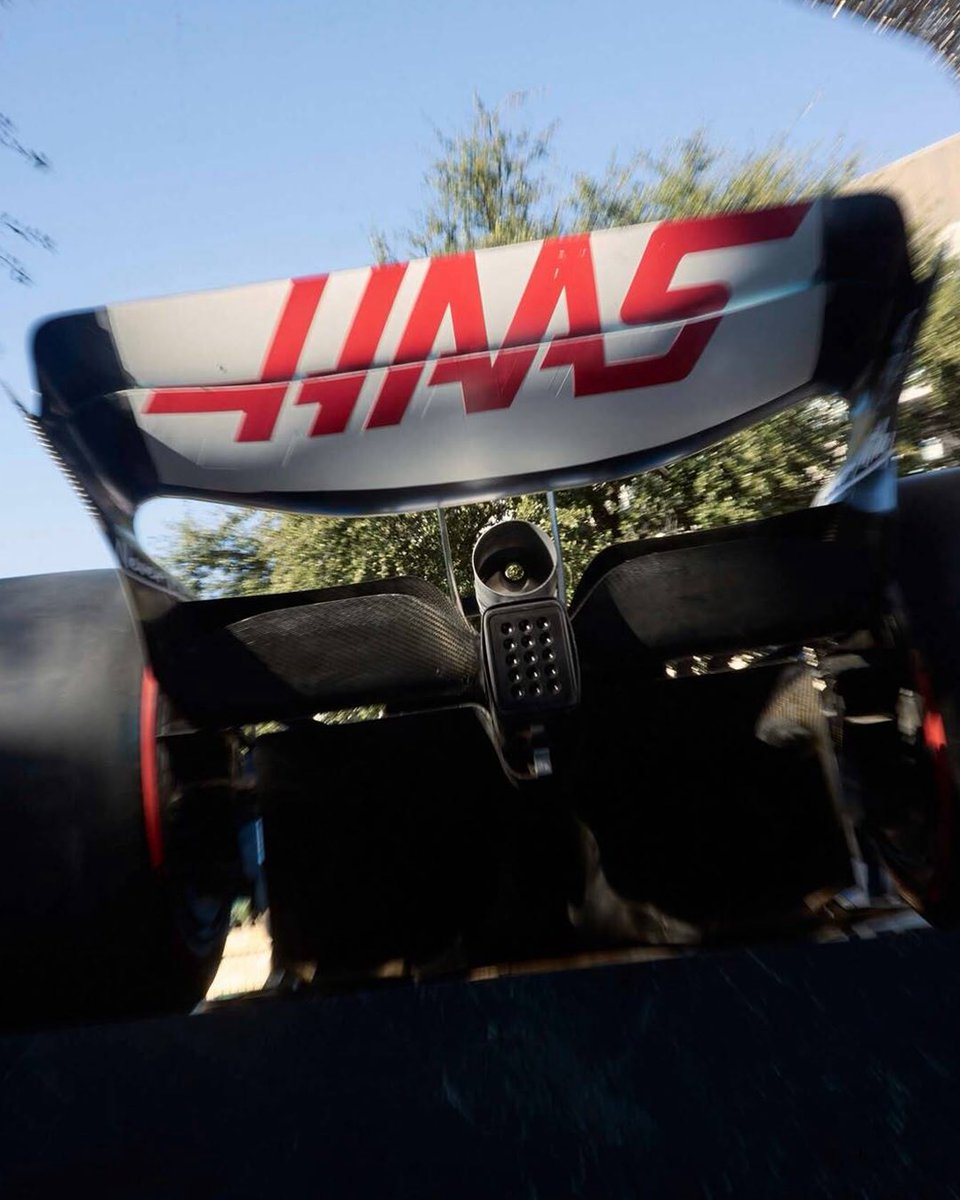 AppleTV's tweet photo. Haas F1 brought a piece of the race to Apple Domain NORTHSIDE with a monster of a special livery.

Tune in to the #USGP tomorrow at 4PM ET on Apple TV, the U.S. home of F1. https://t.co/FapBoJcCDT