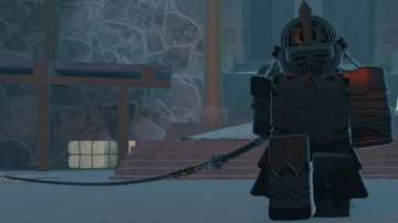 DearLadyMaria's tweet photo. Apparently, the shogun's sword is usable by players.

Amagusto was showing it off in today's podcast 
Most likely a spec exclusive to staff I believe. https://t.co/UQQYzgTvdR