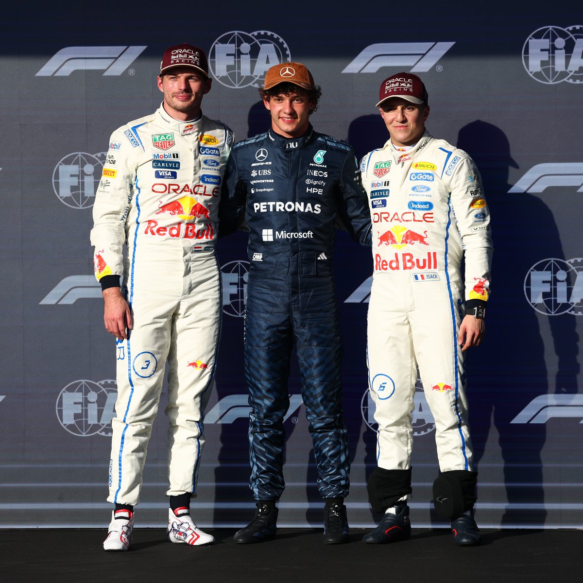 F1's tweet photo. Kimi. Max. Isack. 🤝

Your Top 3 in Qualifying at the Circuit of the Americas 😮‍💨

#F1 #USGP https://t.co/OKbTKSPzaM