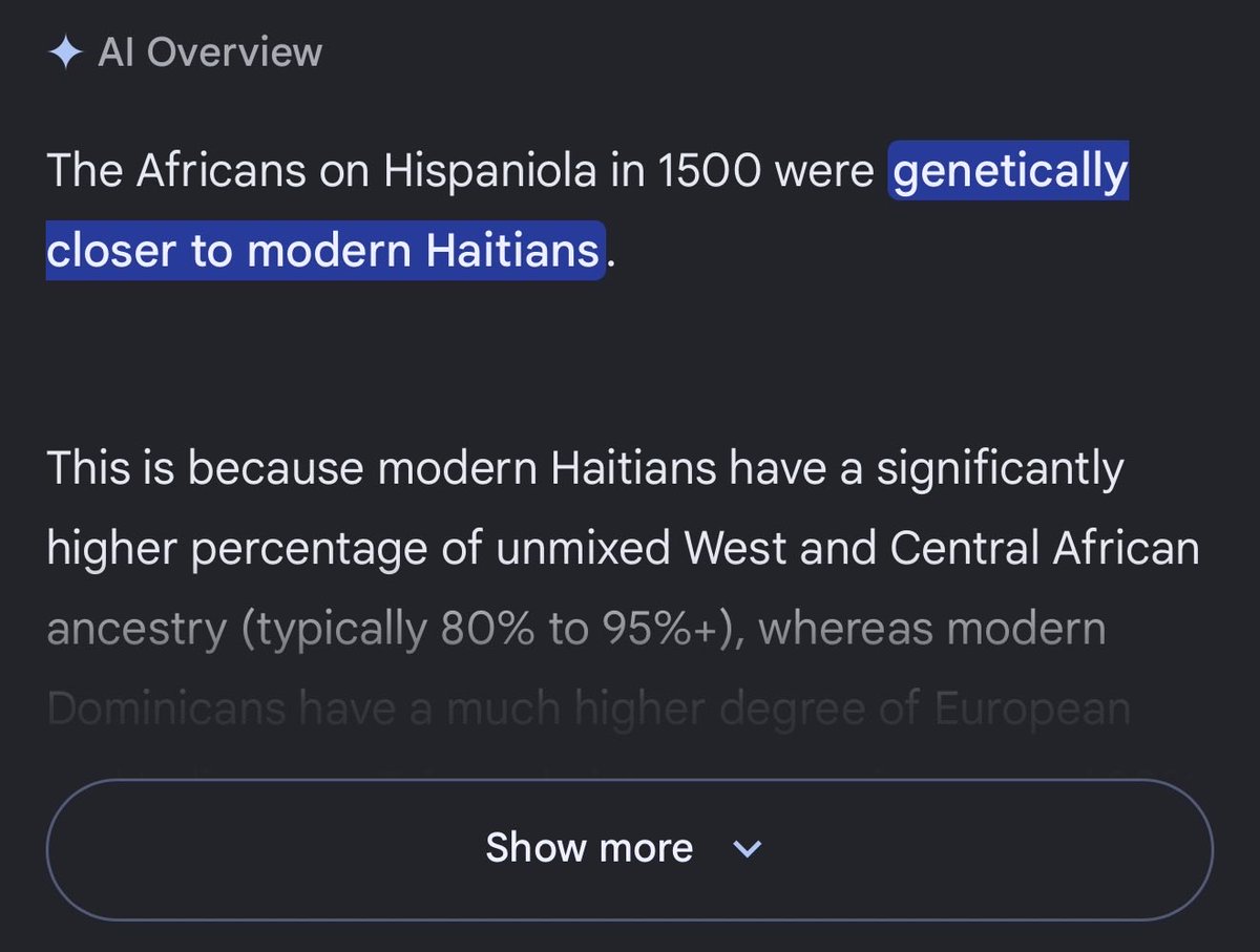 properbased's tweet photo. @thebadaebing @soxhpk @Haiduc___ 1. Dominicans are not black tho, so how could those black people be Dominican? 🤔

2. DR didn’t even exist back then

3. Haitians are African right, you Dumbminicans love saying that, okay fine, so now concede that us Africans have been on the Island since the 1500s👇🤭 https://t.co/S0O96u0ooG