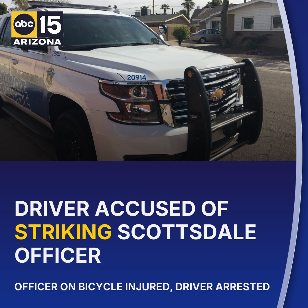 abc15's tweet photo. When officers attempted to stop the vehicle, police say the driver accelerated and struck an officer who was on a police bicycle before fleeing the area. https://t.co/dPbbt5iCmC