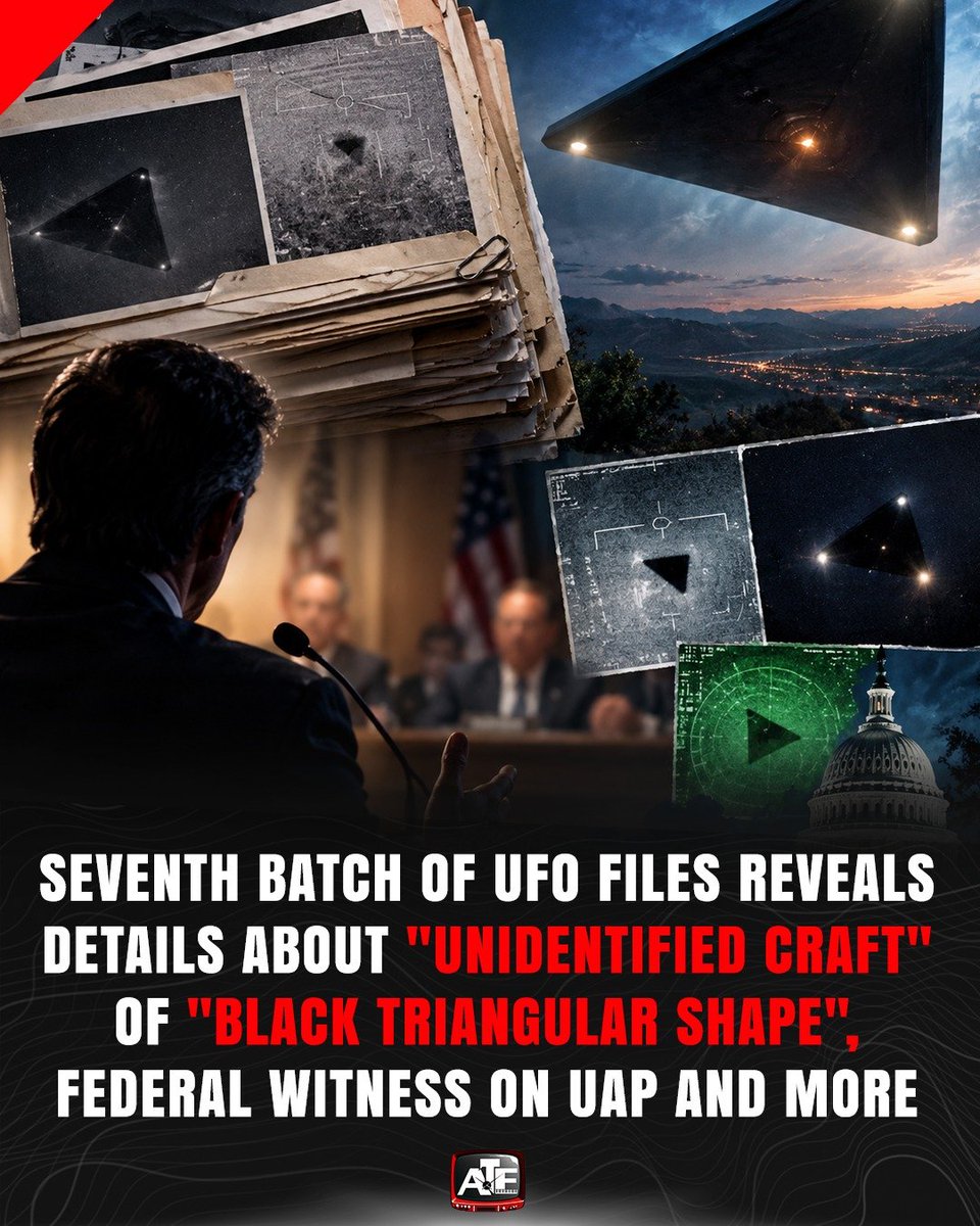 AllTimeEnt's tweet photo. The latest batch of UFO files reportedly reveals new details about an unidentified craft described as a black triangle. What did a federal witness say about the mysterious sighting? 

Read More 👇
https://t.co/ht9BPukRqT https://t.co/geA77fkUqy